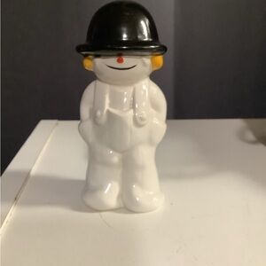 Goebel Whoosit Snow Kid Ceramic Figurine with Black Hat White Overalls Vintage